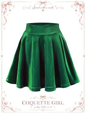 Velvet Stretchy Mini Flared Skater Skirt A-Line Casual Party